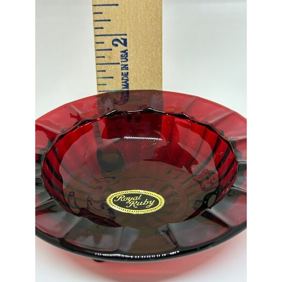 Vintage Anchor Hocking Royal Ruby Red Glass Ashtray 4" Footed Trinket Dish MCM - Picture 5 of 6